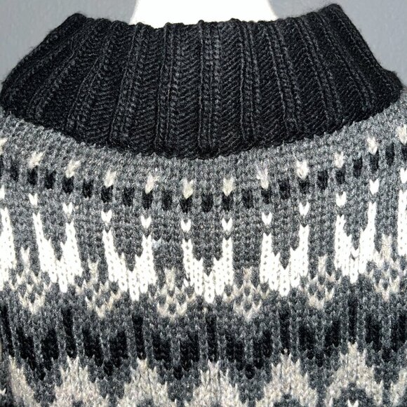 Anthropologie JOHN + JENN WES FAIR ISLE Black Gray & Cream Off-Shoulder Sweater - Picture 6 of 12